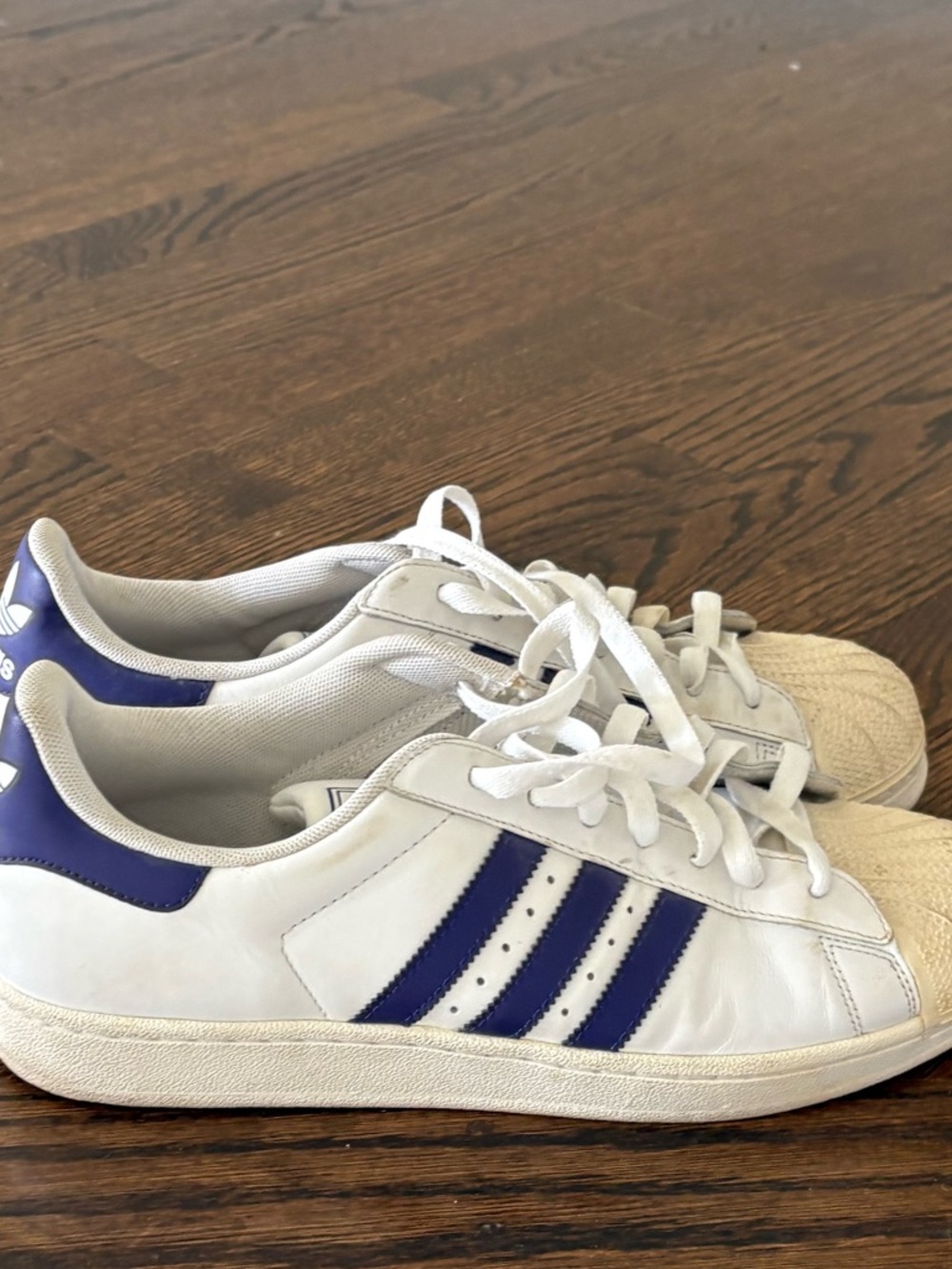 adidas White Sneakers with Purple Stripes